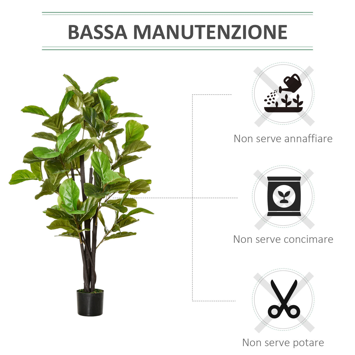 easycomfort ficus artificiale 130cm per interni ed esterni pianta artificiale realistica con 78 foglie