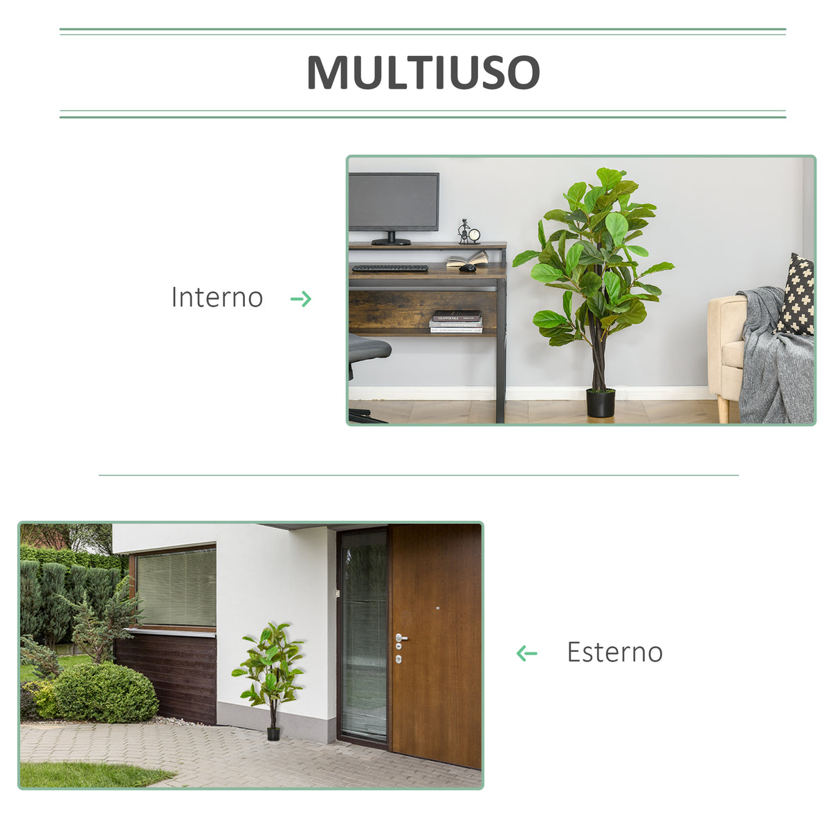 easycomfort ficus artificiale 130cm per interni ed esterni pianta artificiale realistica con 78 foglie