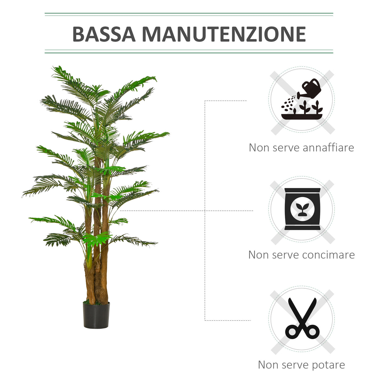 easycomfort palma artificiale in vaso con 42 foglie pianta finta realistica per interno ed esterno 185cm