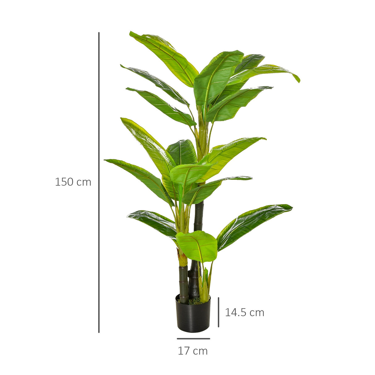 easycomfort banano pianta in vaso albero di banano artificiale pianta finta per interno ed esterno 150cm