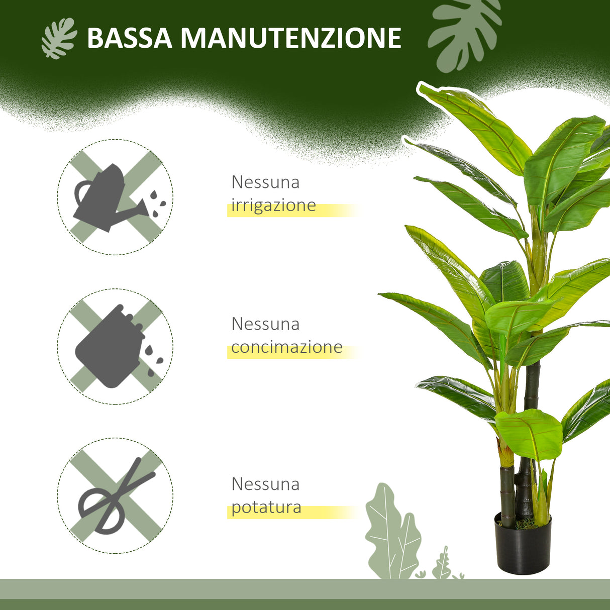 easycomfort banano pianta in vaso albero di banano artificiale pianta finta per interno ed esterno 150cm