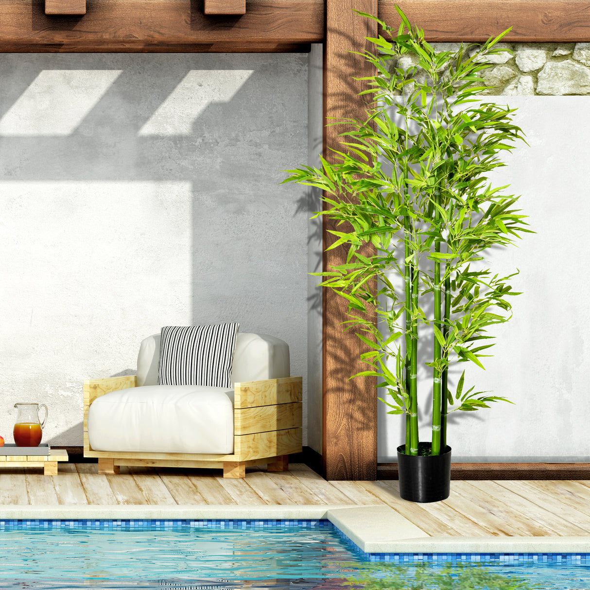 easycomfort pianta finta di bambu alta 150cm con vaso incluso per interno ed esterno