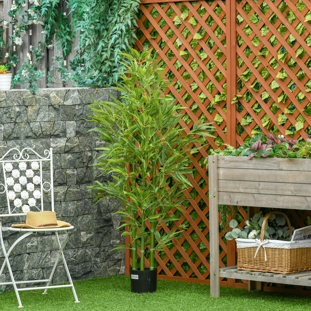 easycomfort pianta finta di bambu alta 150cm con vaso incluso per interno ed esterno