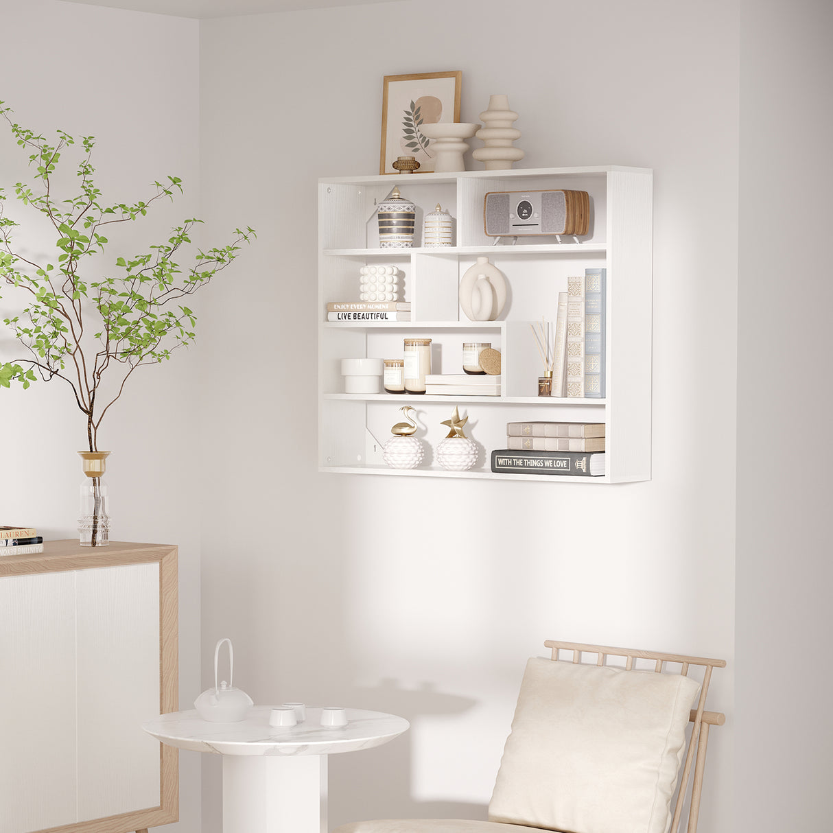 easycomfort easycomfort libreria a muro moderna in legno a 4 livelli 94x19 5x80cm bianco