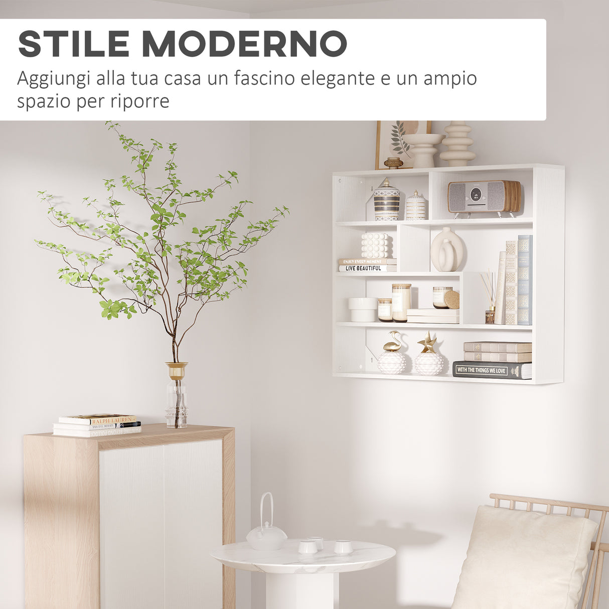 easycomfort easycomfort libreria a muro moderna in legno a 4 livelli 94x19 5x80cm bianco