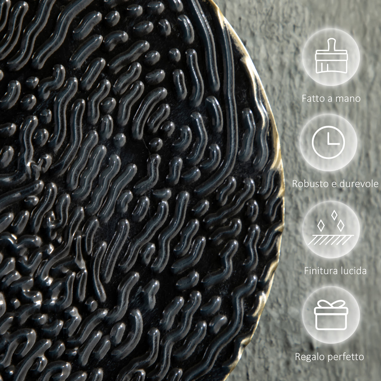 easycomfort easycomfort decorazione murale in metallo 3d wall art a cerchi 133x66cm blu nero e oro