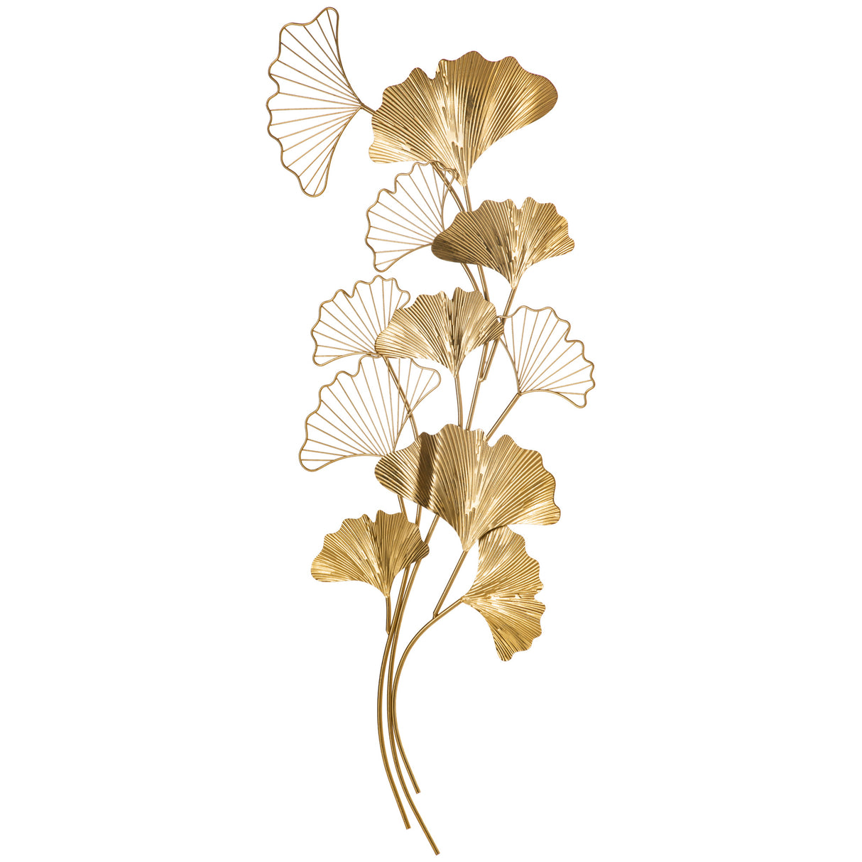easycomfort easycomfort decorazione murale 3d in metallo wall art dorata con foglie di ginkgo 138x70cm