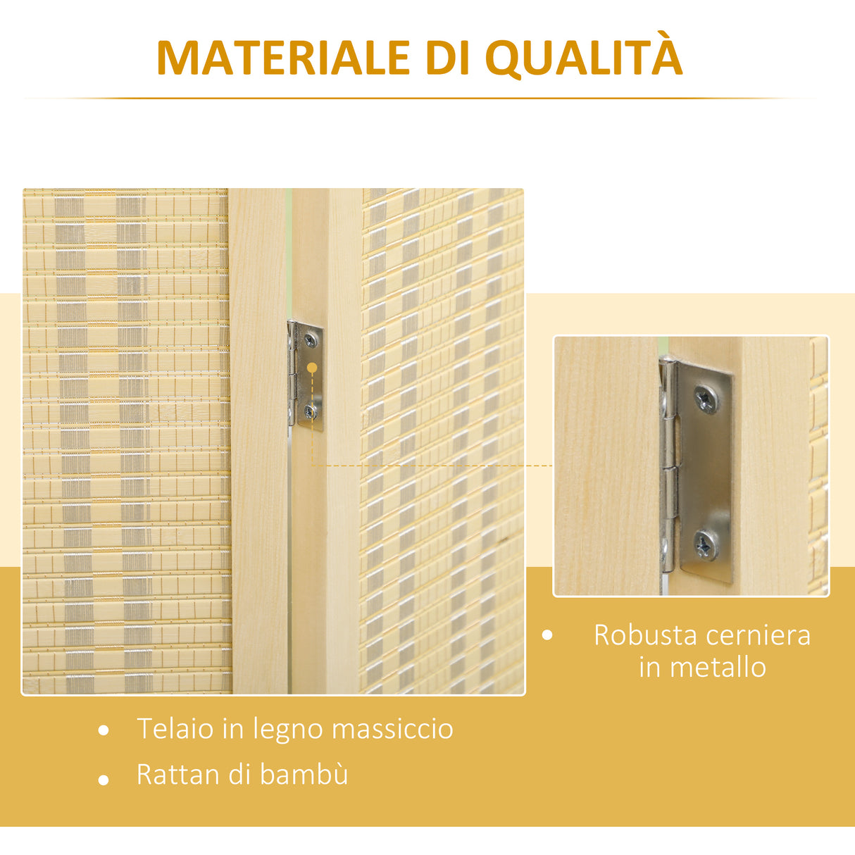 easycomfort easycomfort paravento da interno a 4 ante pieghevole altezza 180cm legno e bambu stile boho colore naturale