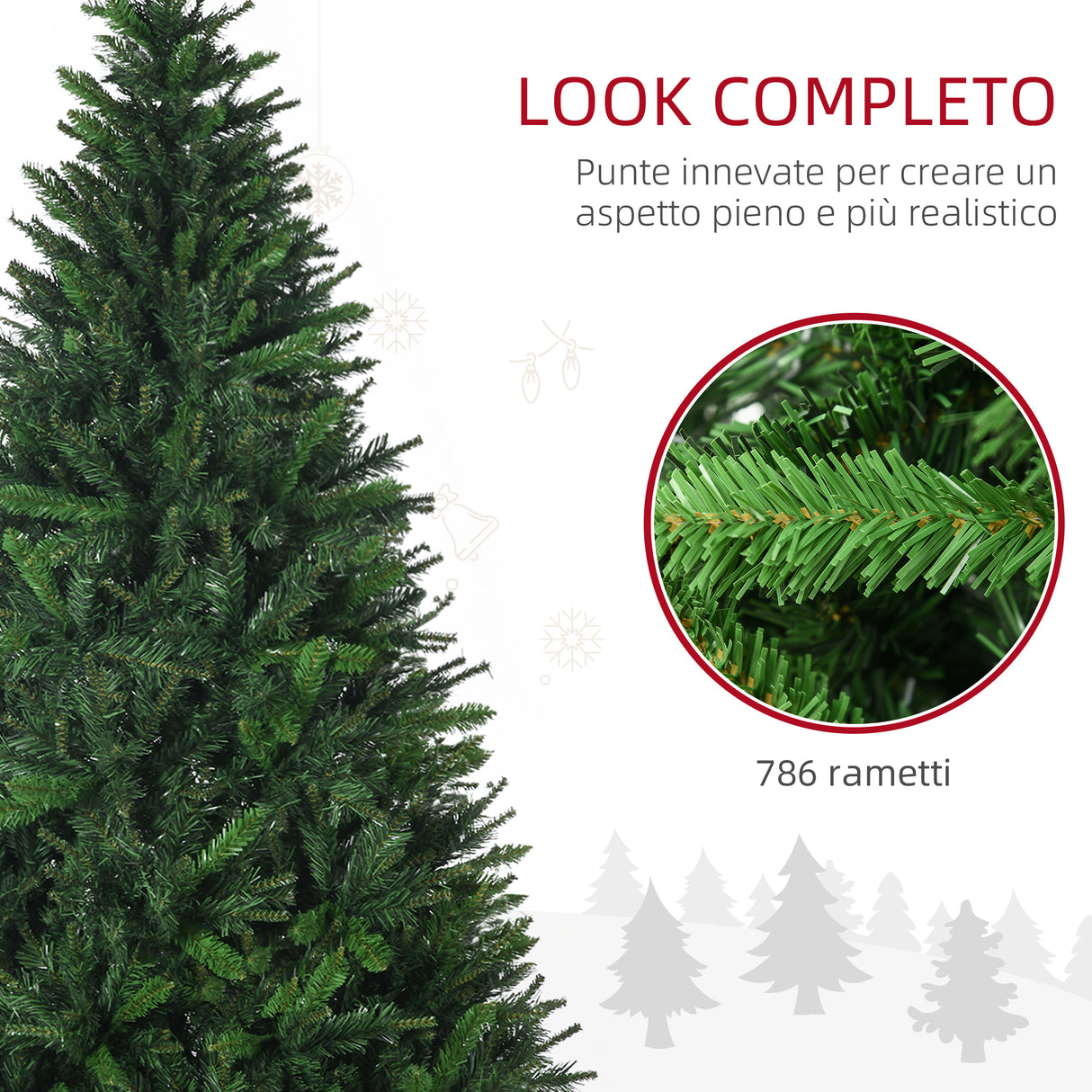 easycomfort easycomfort albero di natale artificiale 180cm con 786 rami 2 sezioni e base in metallo verde