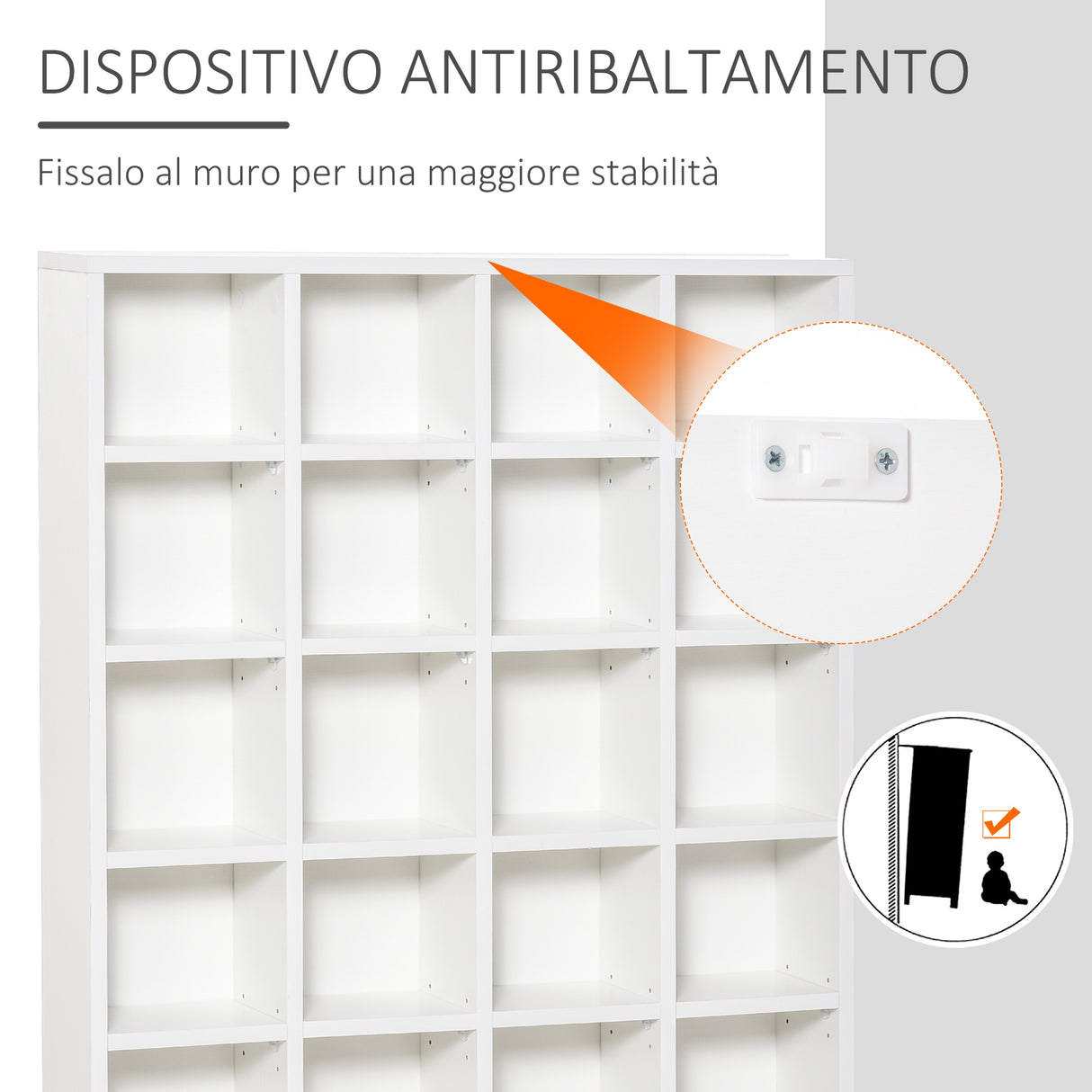 easycomfort easycomfort mobile libreria porta cd da 24 ripiani ad altezza regolabile in truciolato 130 5x89x20 cm bianco ean 8054144131115