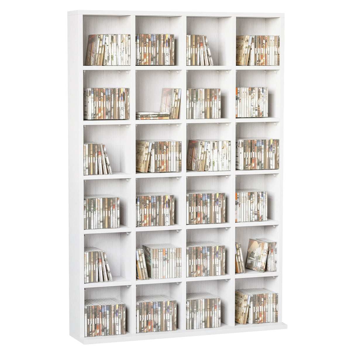 easycomfort easycomfort mobile libreria porta cd da 24 ripiani ad altezza regolabile in truciolato 130 5x89x20 cm bianco ean 8054144131115