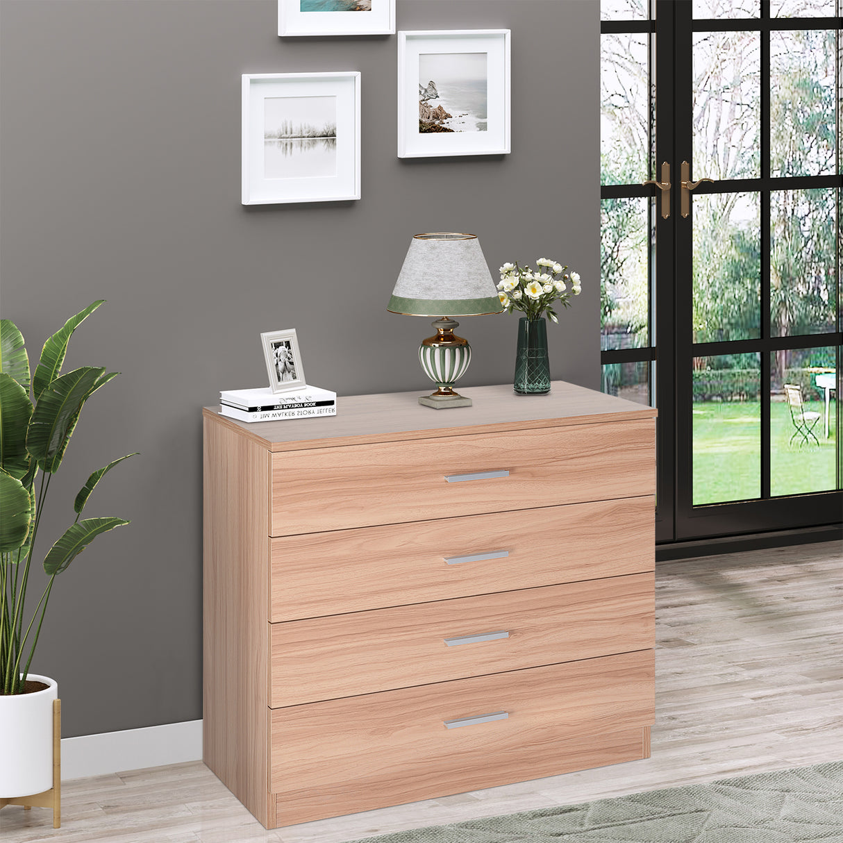 easycomfort easycomfort cassettiera salvaspazio in legno como con 4 cassetti per camera da letto rovere 72x33 5x67cm ean 8054144131146