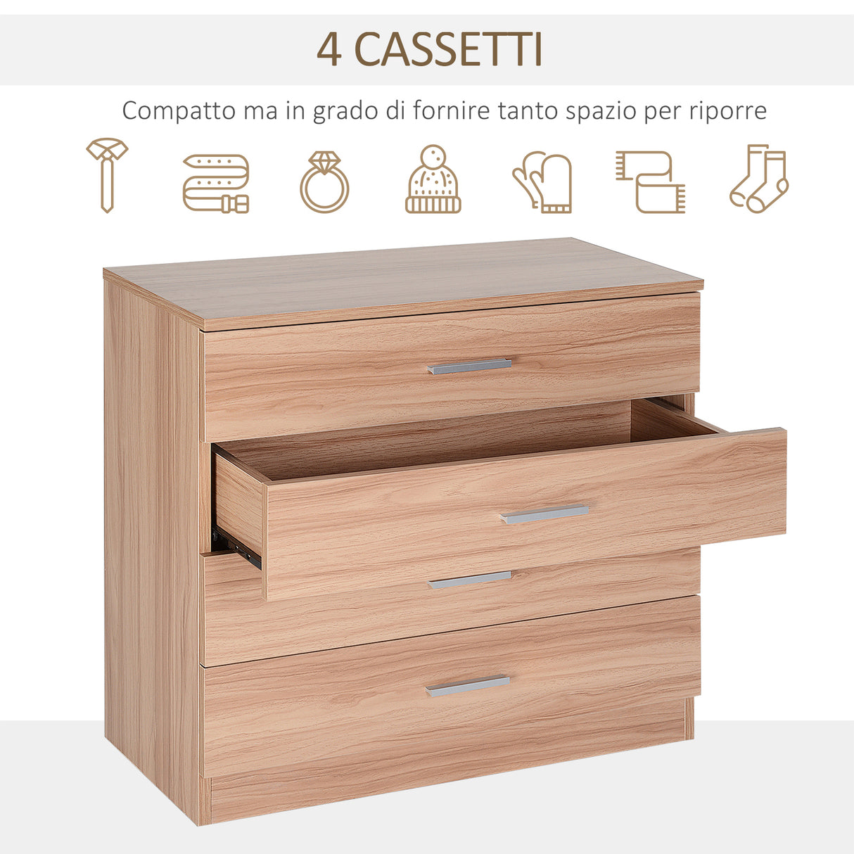easycomfort easycomfort cassettiera salvaspazio in legno como con 4 cassetti per camera da letto rovere 72x33 5x67cm ean 8054144131146