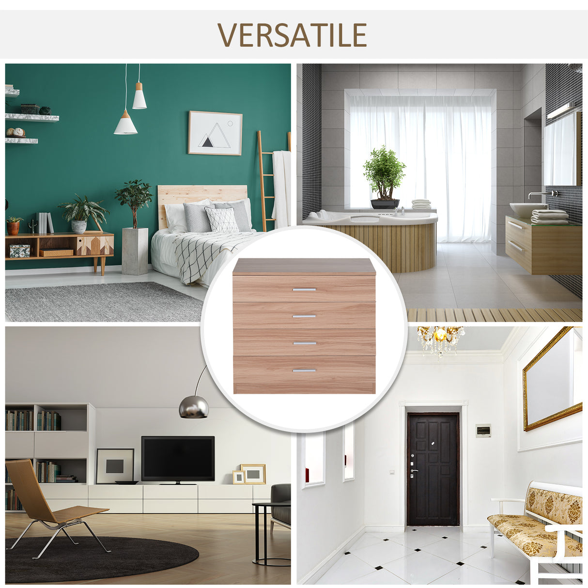 easycomfort easycomfort cassettiera salvaspazio in legno como con 4 cassetti per camera da letto rovere 72x33 5x67cm ean 8054144131146