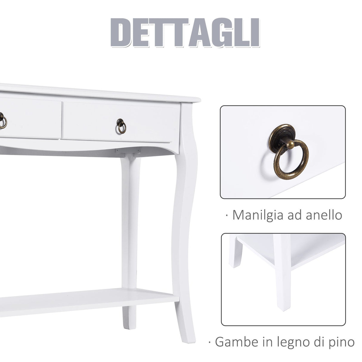 easycomfort easycomfort mobiletto tavolo consolle da ingresso moderno con 2 cassetti casa legno 100 33 75cm bianco ean 8054111849685