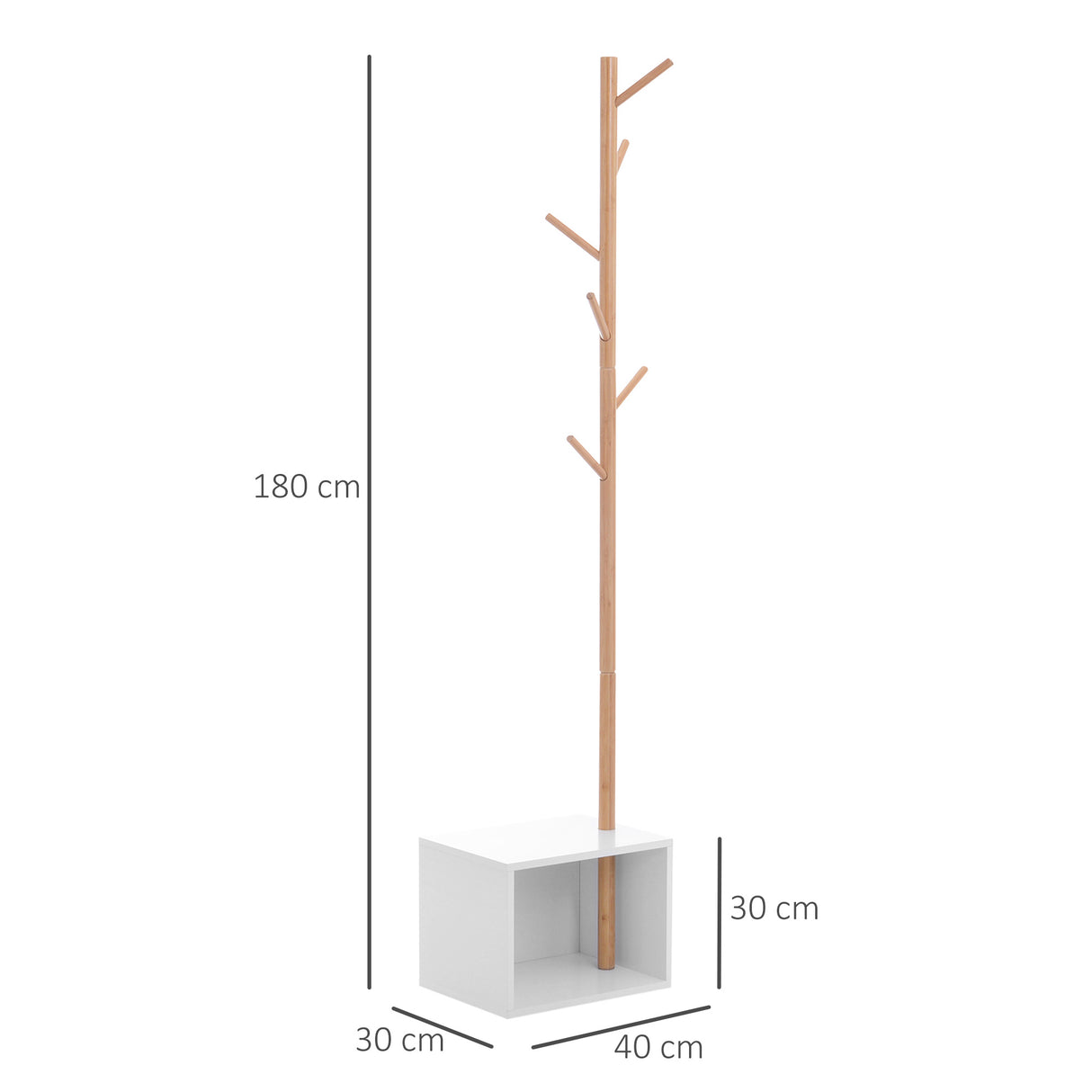 easycomfort easycomfort appendiabiti con panchina cubo per scarpe per ingresso e camera da letto 6 ganci bambu legno mdf bianco 40x30x180cm ean 8054111841023