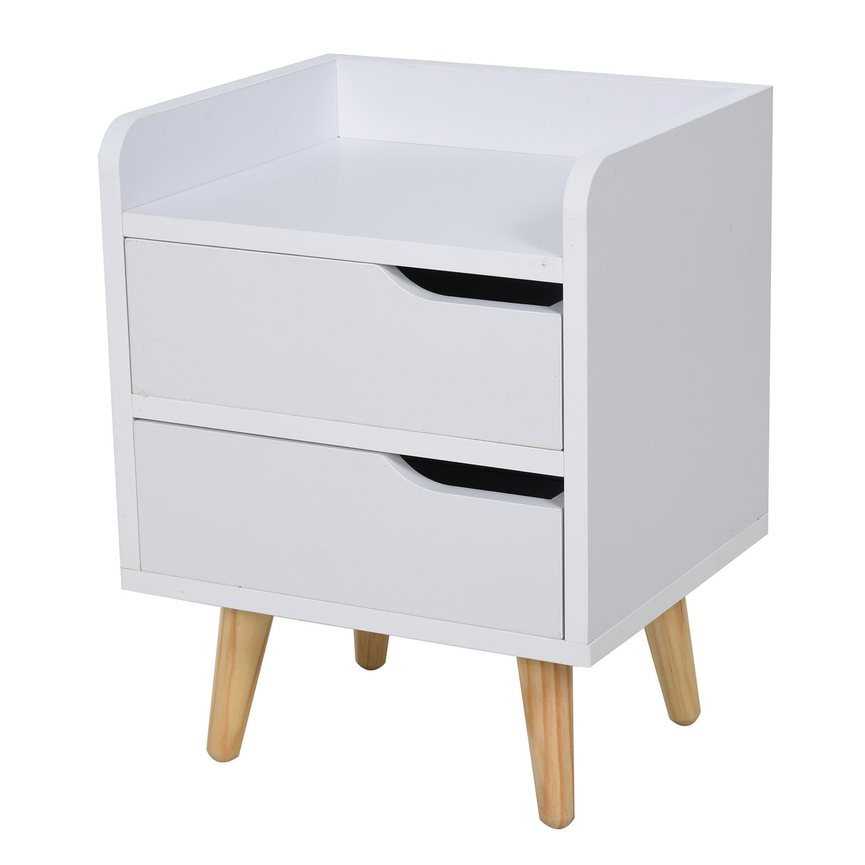 easycomfort easycomfort comodino salvaspazio dal design moderno in legno bianco piccola cassettiera camera da letto con 2 cassetti e piedini in legno di pino 33 x 28 x 42cm ean 8054111845014