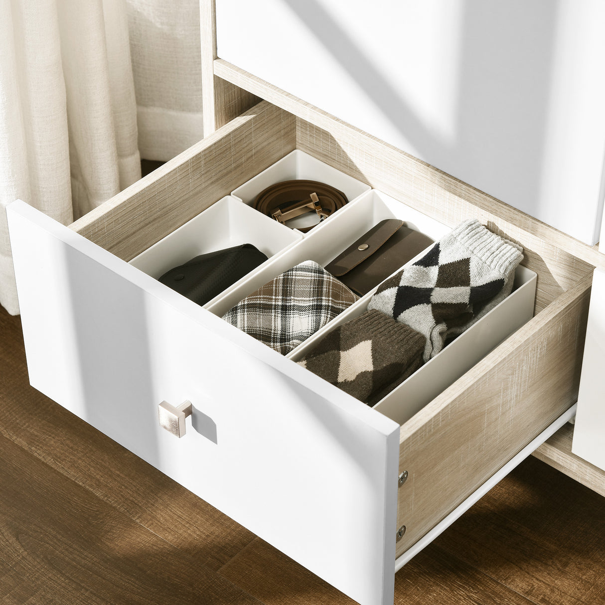 easycomfort easycomfort armadio 2 ante in legno con 4 vani 2 cassetti e appendiabiti color legno e bianco 90x50x190cm