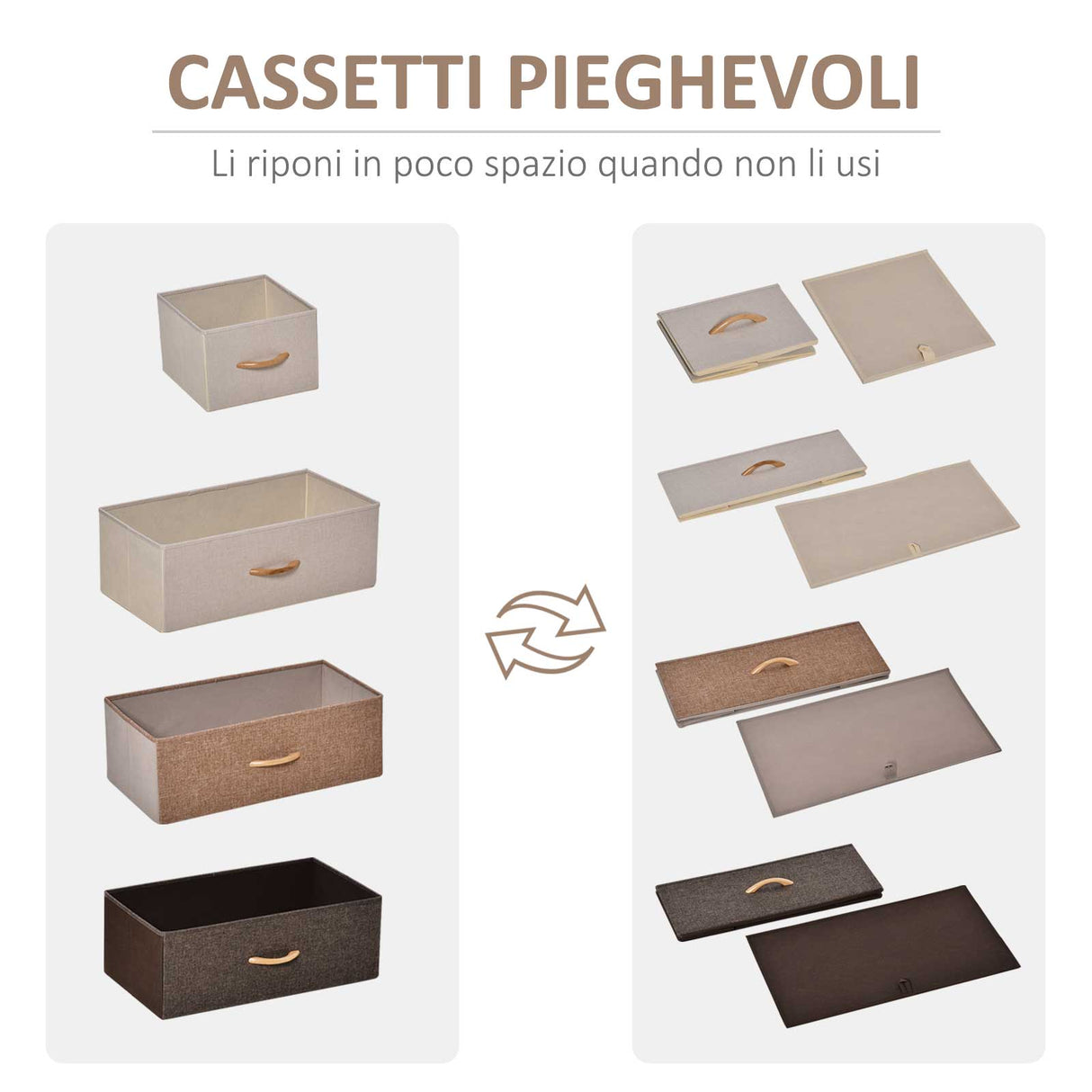 easycomfort easycomfort cassettiera 5 cassetti pieghevoli in tessuto e ripiano in mdf arredamento soggiorno e camera 58x29x99cm multicolore