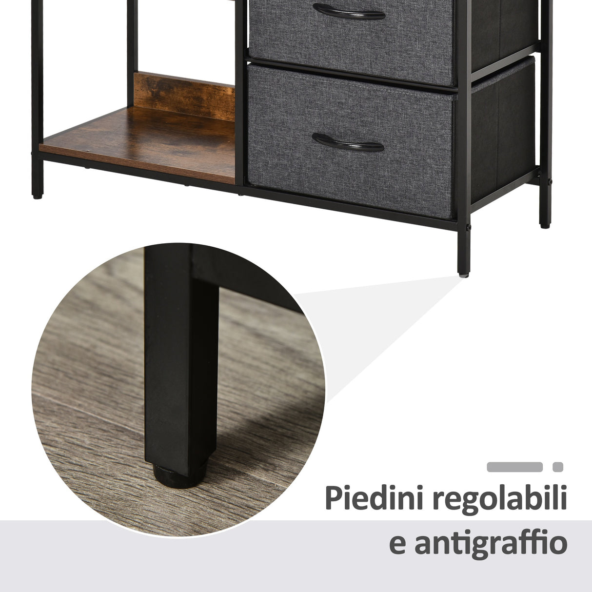 easycomfort easycomfort mobile cassettiera multiuso con cassetti in tessuto 80x29x71cm marronegrigio scuro