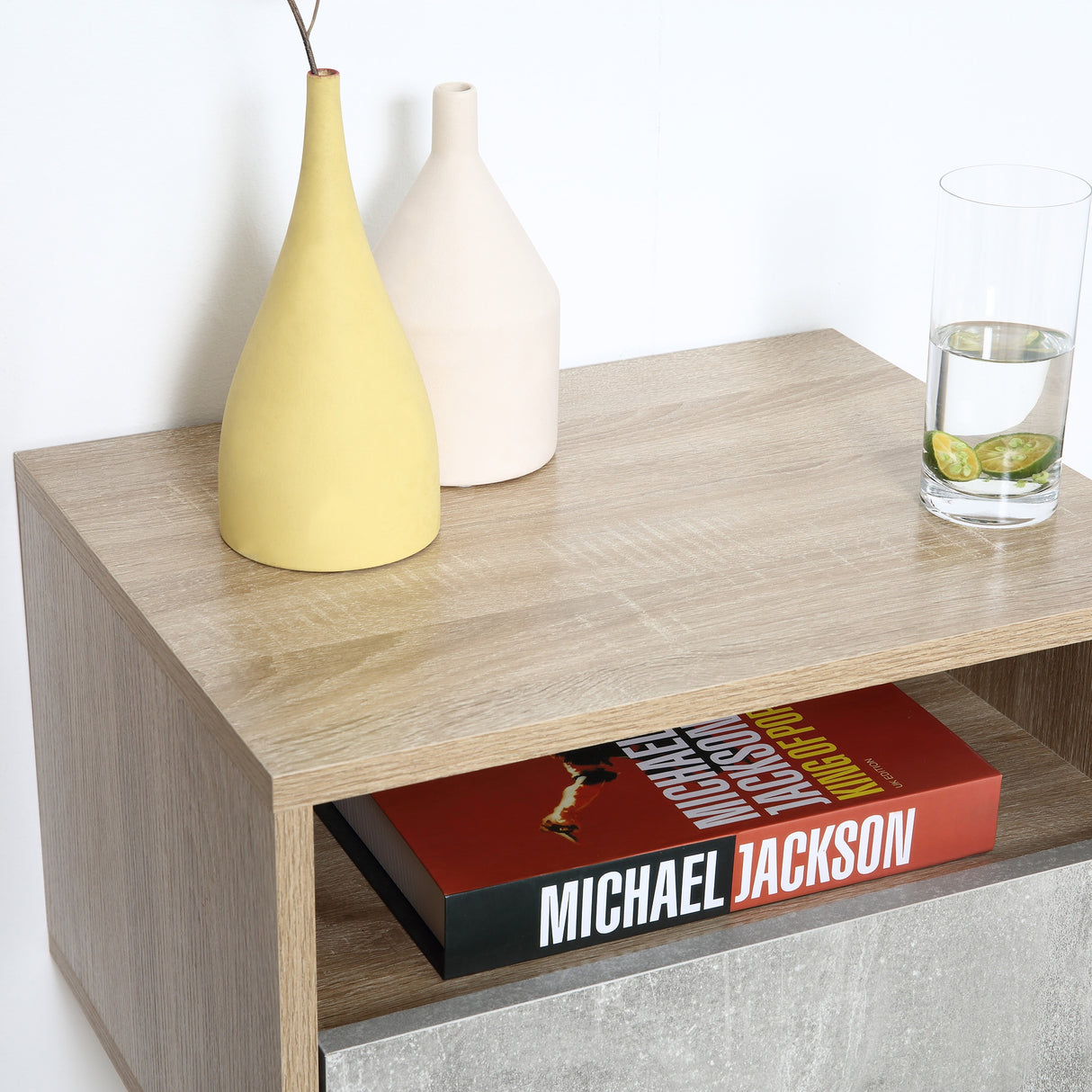 easycomfort easycomfort set 2 comodini sospesi con cassetto e ripiano 45x35x27 5cm grigio e color legno