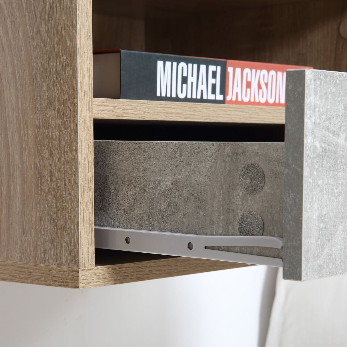 easycomfort easycomfort set 2 comodini sospesi con cassetto e ripiano 45x35x27 5cm grigio e color legno