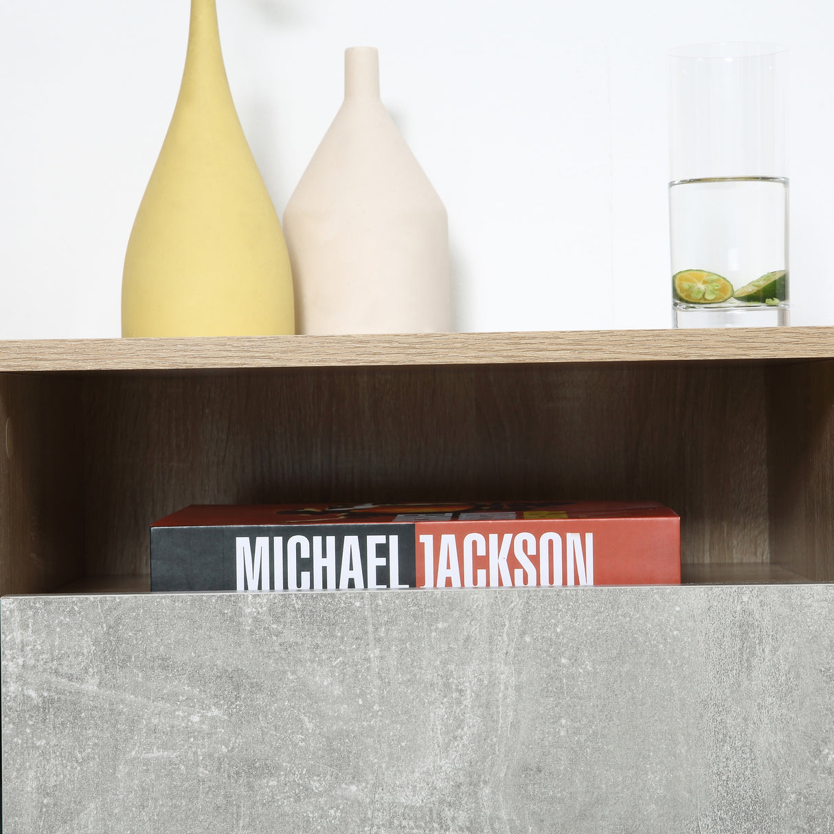 easycomfort easycomfort set 2 comodini sospesi con cassetto e ripiano 45x35x27 5cm grigio e color legno