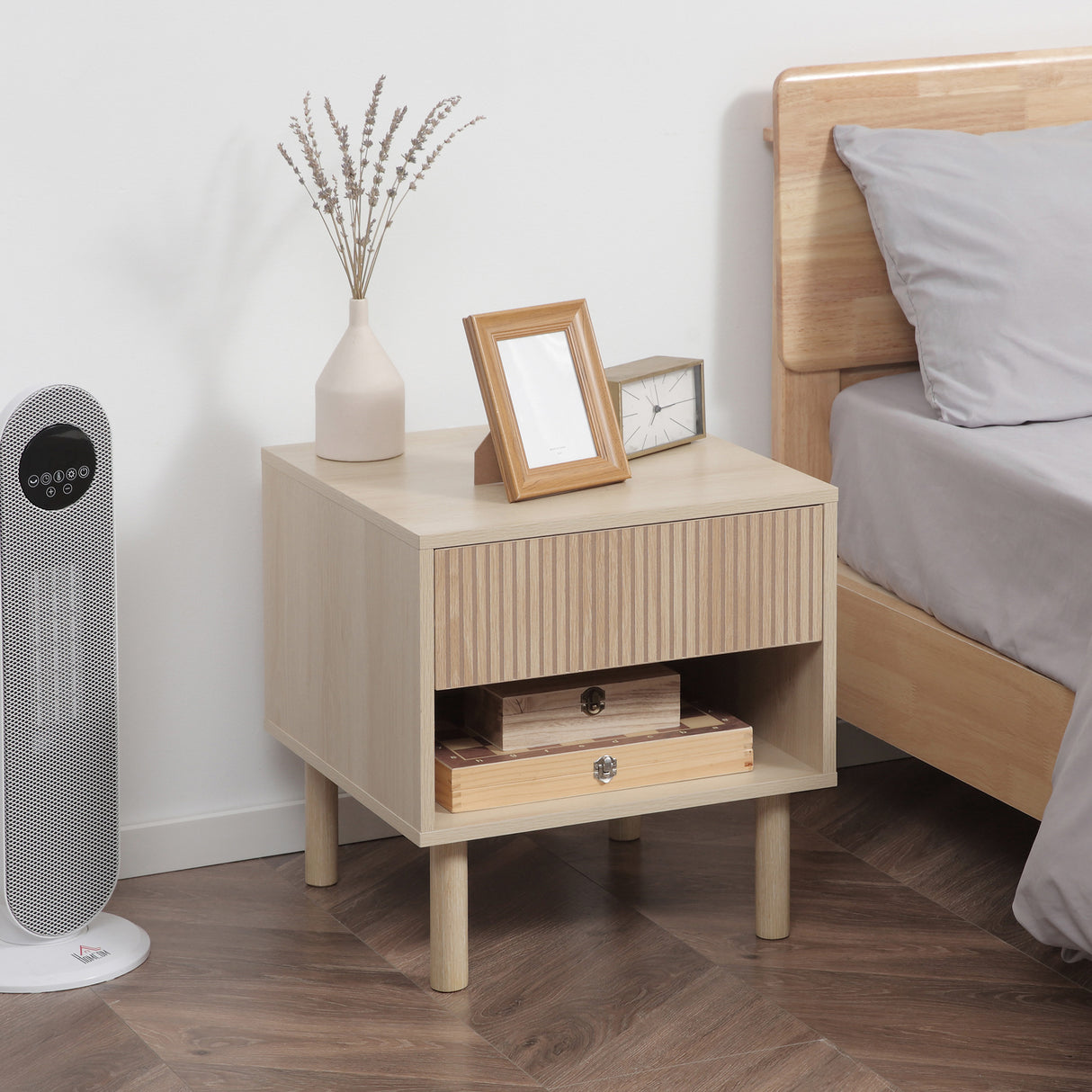 easycomfort easycomfort comodino moderno con cassetto e ripiano aperto in truciolato 47x47x50 cm color legno