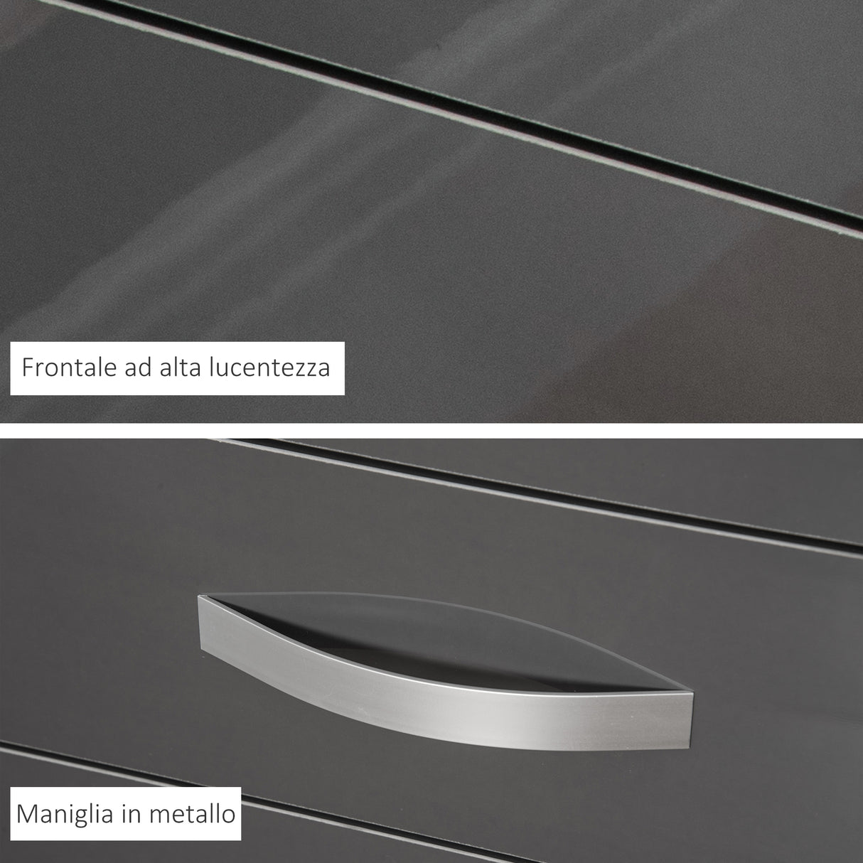 easycomfort easycomfort cassettiera da 4 cassetti con maniglie di metallo in truciolato 75x36x72 cm grigio