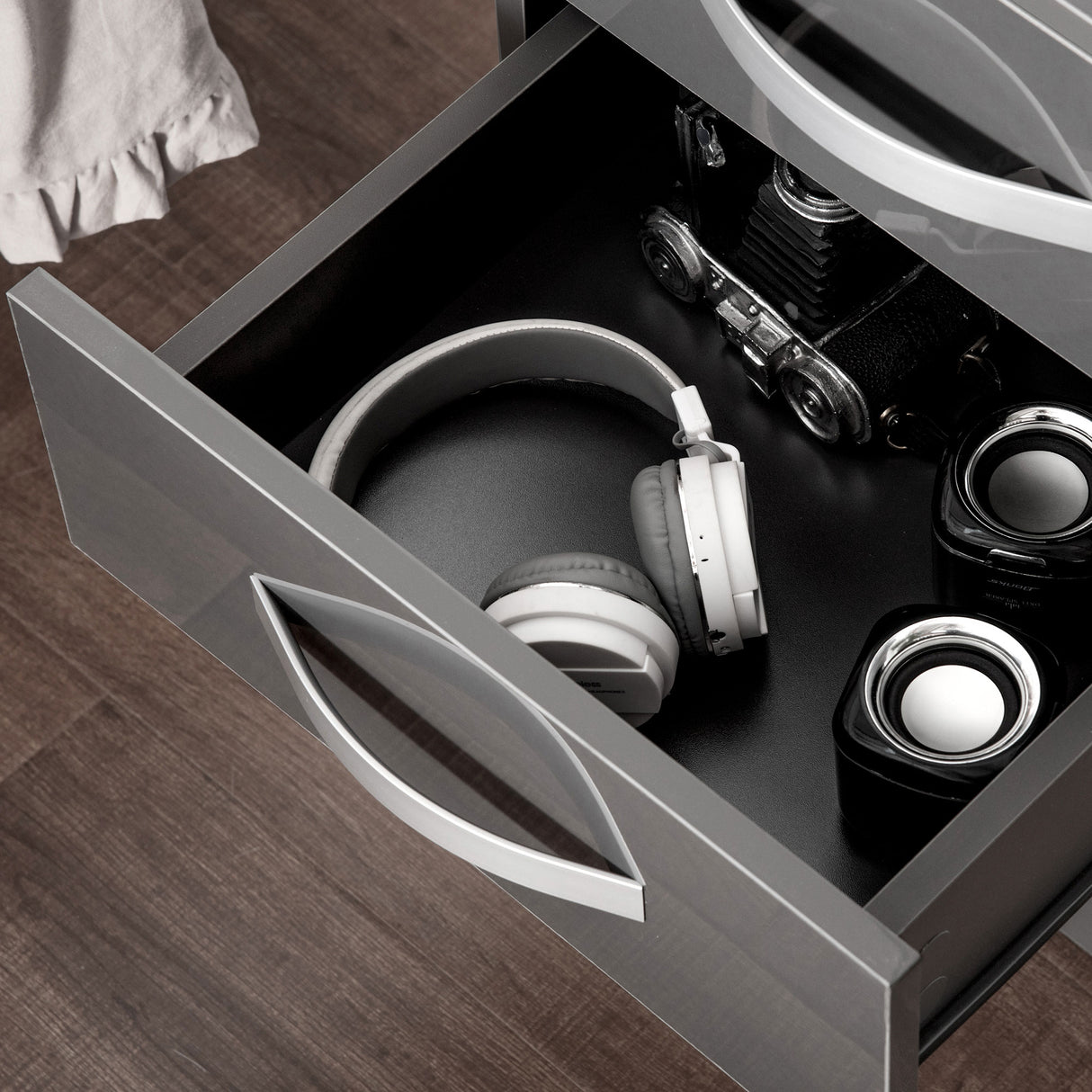 easycomfort easycomfort set 2 comodini moderni con 3 cassetti per camera da letto e soggiorno in truciolato 40x36x56 cm grigio