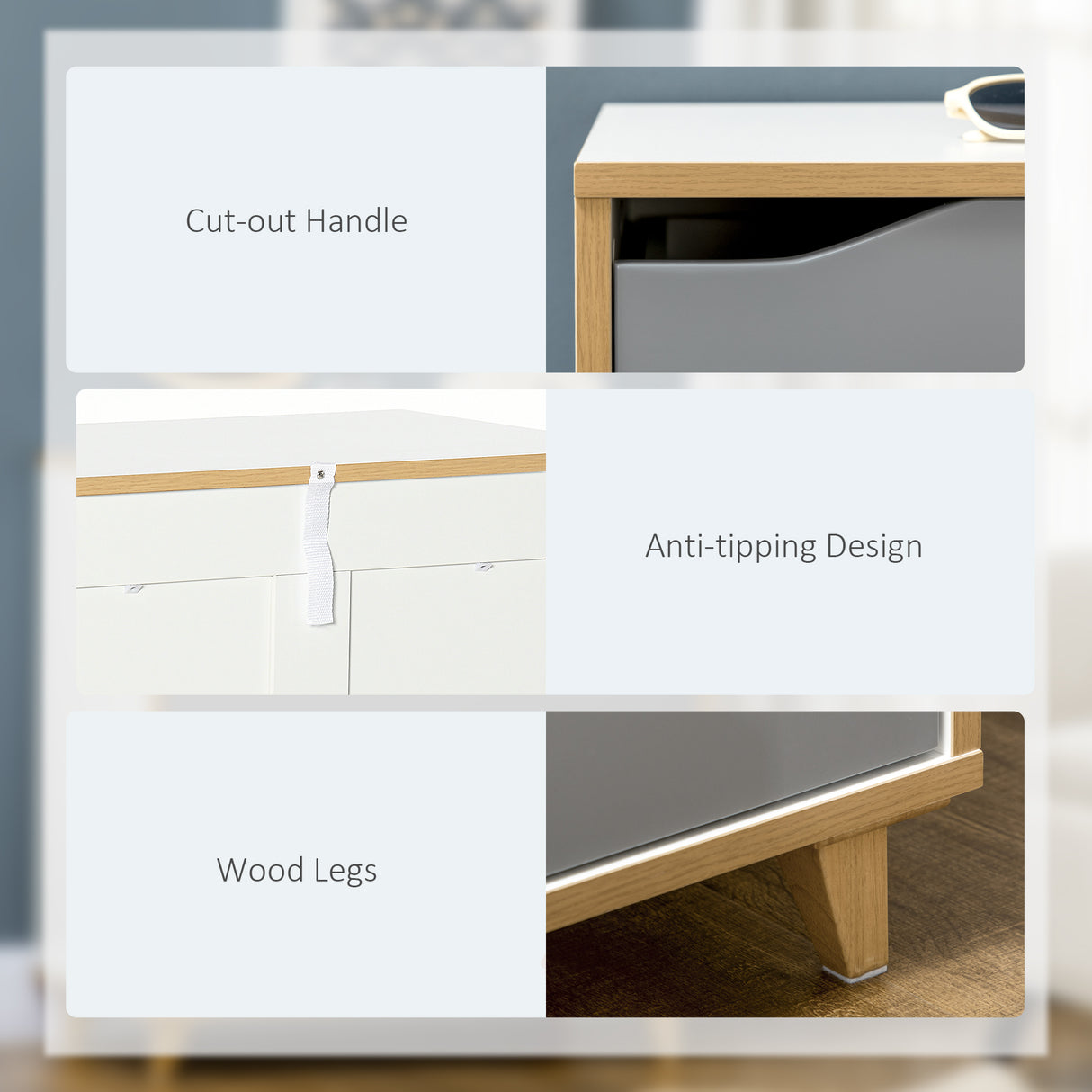 easycomfort easycomfort cassettiera 3 cassetti in truciolato e mdf per camera da letto e soggiorno 75x42x75 cm bianca grigia e marrone