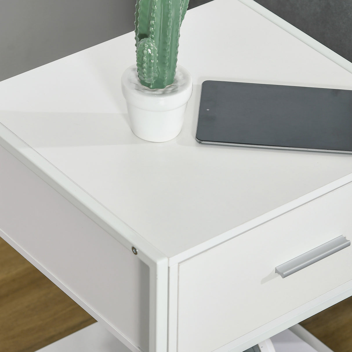 easycomfort easycomfort comodino moderno set 2 pezzi con cassetto e ripiano aperto per camera da letto e soggiorno in mdf e acciaio 45x40x60cm bianco