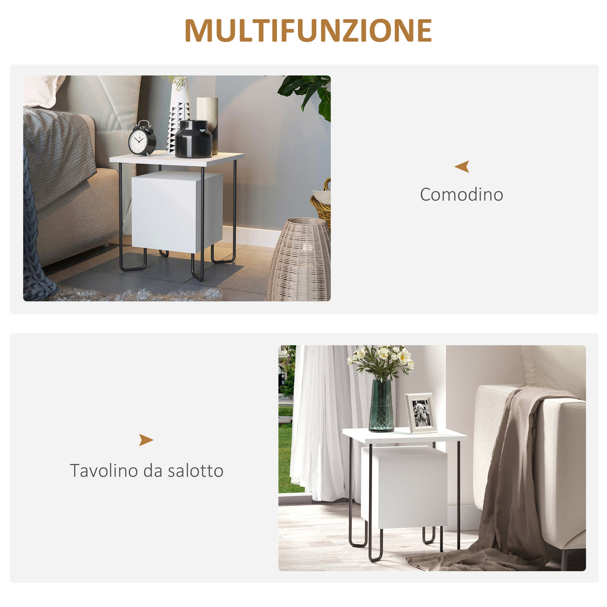 easycomfort easycomfort comodino moderno con armadietto e mensola in legno e gambe in metallo 40x40x45cm