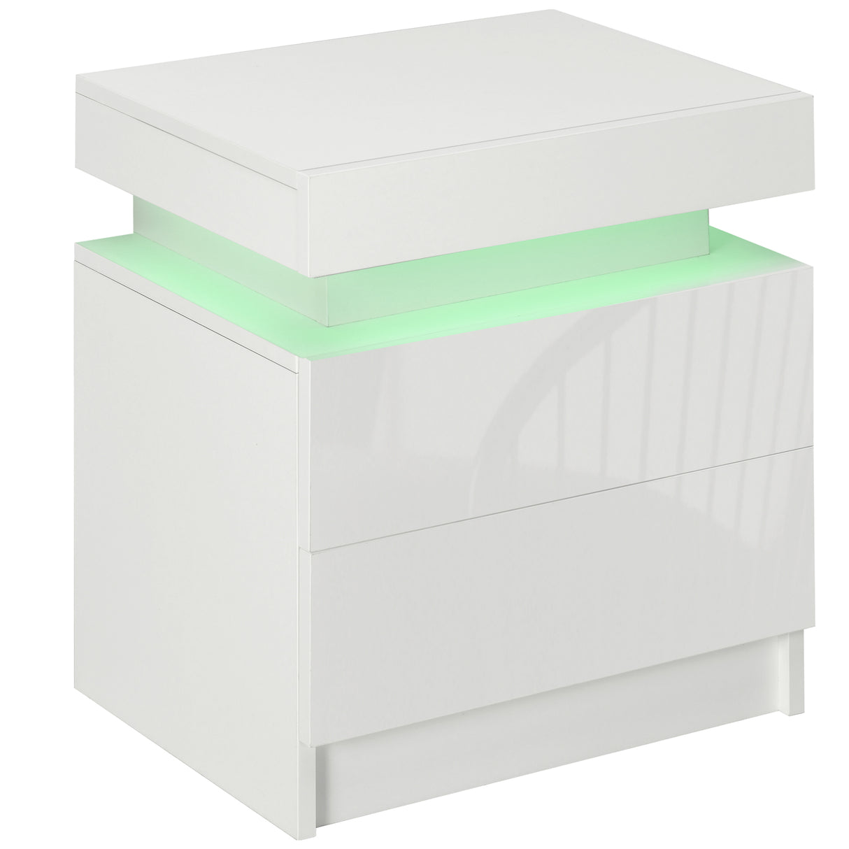 easycomfort easycomfort comodino con luce led rgb e 2 cassetti 4 modalita di luce e 16 colori 45x35x52cm bianco