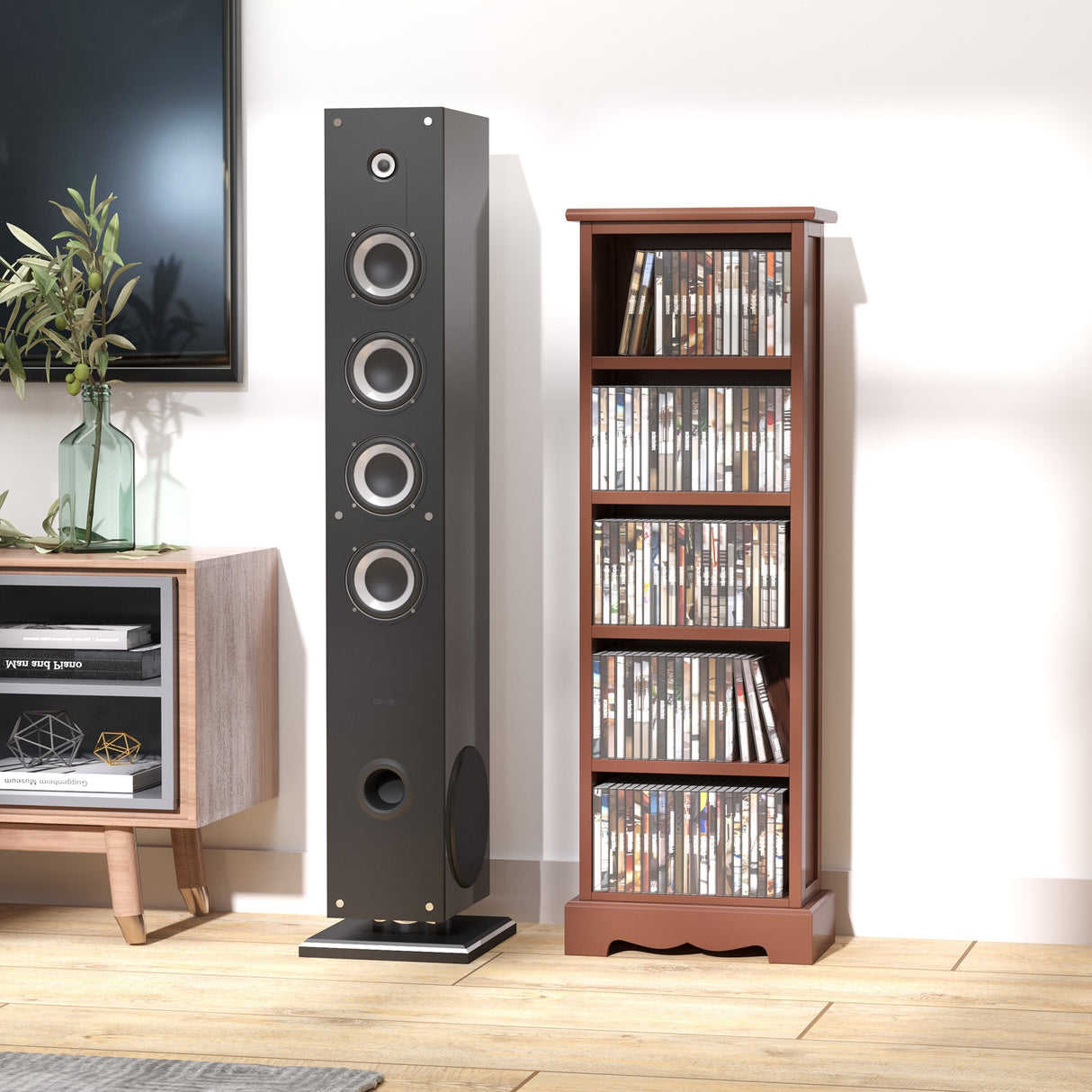 easycomfort easycomfort mobiletto scaffale porta cd con 5 ripiani di archivazione in legno marrone 30x 17x 90cm ean 8054144131269