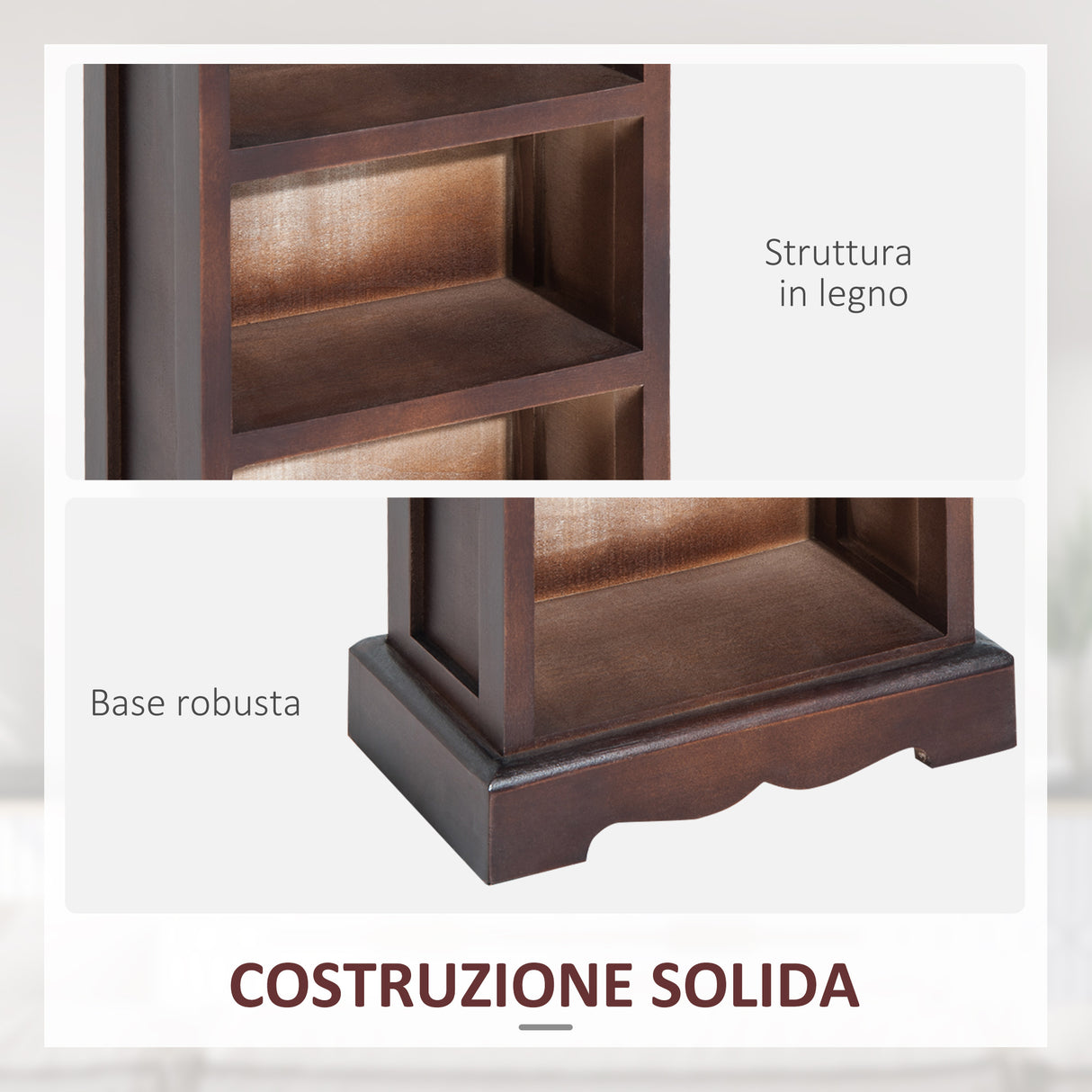 easycomfort easycomfort mobiletto scaffale porta cd con 5 ripiani di archivazione in legno marrone 30x 17x 90cm ean 8054144131269