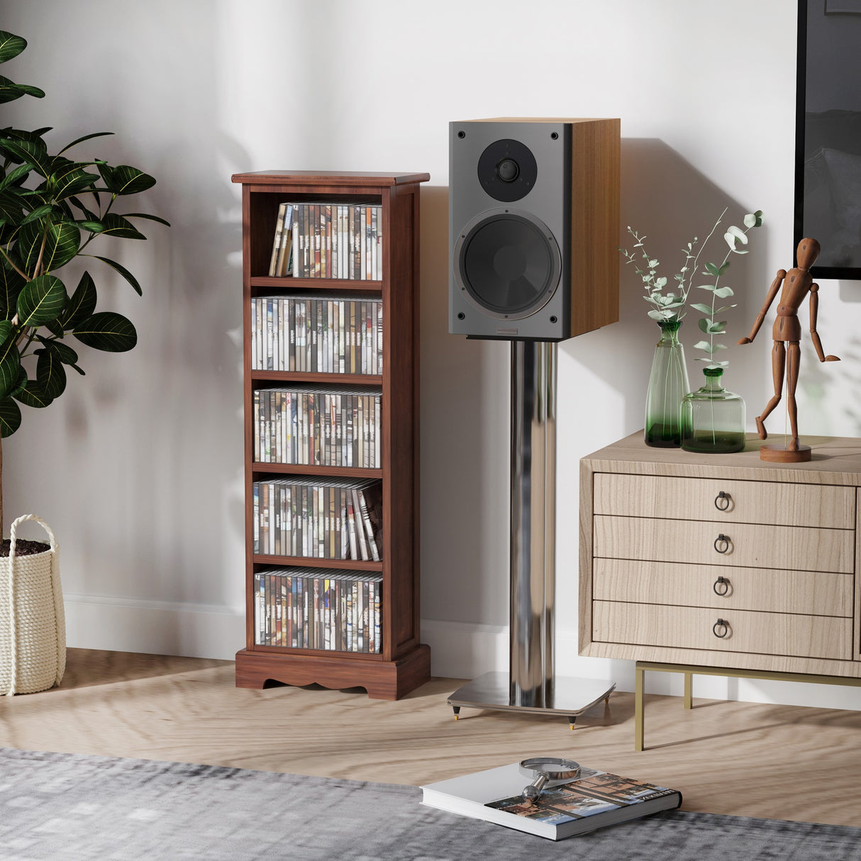 easycomfort easycomfort mobiletto scaffale porta cd con 5 ripiani di archivazione in legno marrone 30x 17x 90cm ean 8054144131269