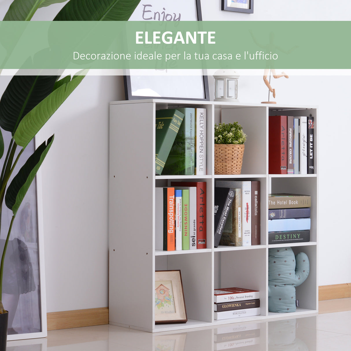 easycomfort easycomfort libreria bianca per casa e ufficio scaffale dal design moderno con 9 scomparti in legno 91x29 5x91cm ean 8054111845700