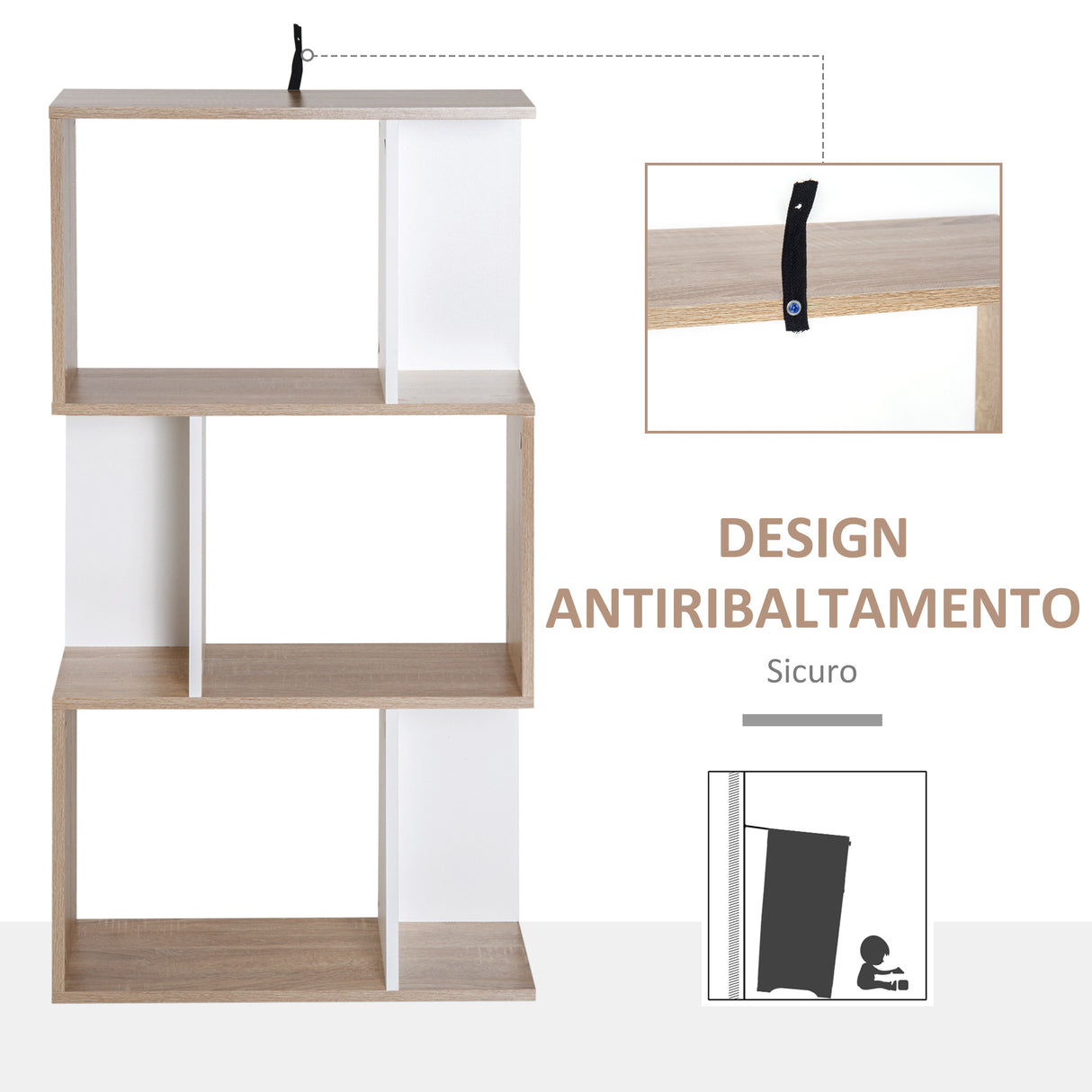 easycomfort easycomfort libreria di design scaffale ufficio legno moderna 3 ripiani 60 24 111 4cm ean 8054111841740