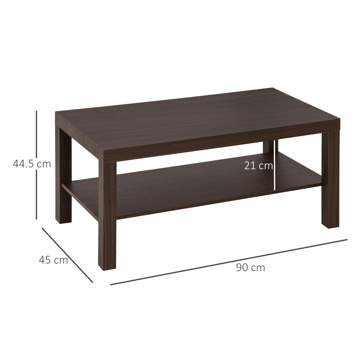 easycomfort easycomfort tavolino da salotto rettangolare classico con ripiano portaoggetti in legno 904544 5cm ean 8054111845045