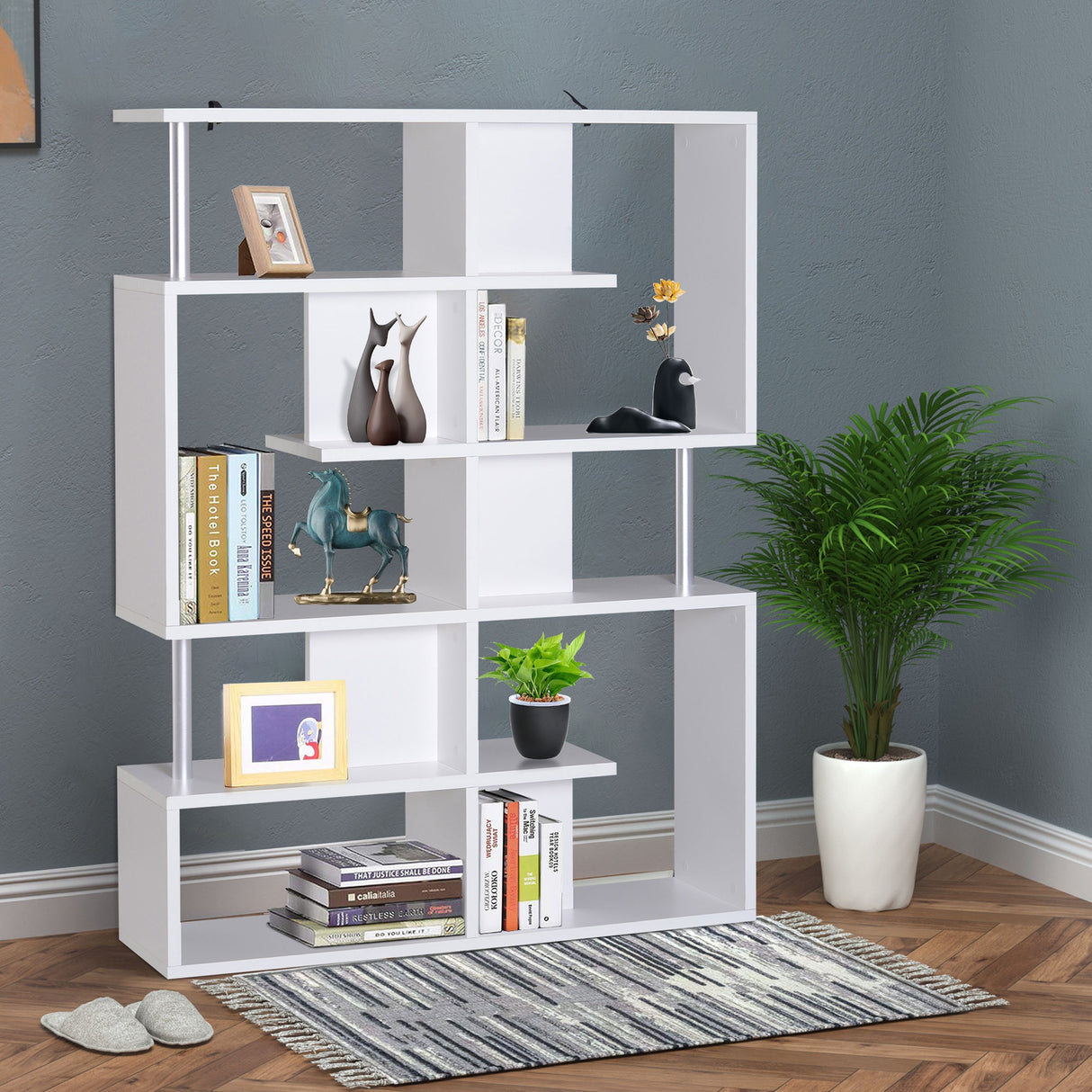 easycomfort easycomfort scaffale libreria ad s 5 ripiani design moderno soggiorno ufficio salotto legno bianco 120 x 28 6 x 160 cm