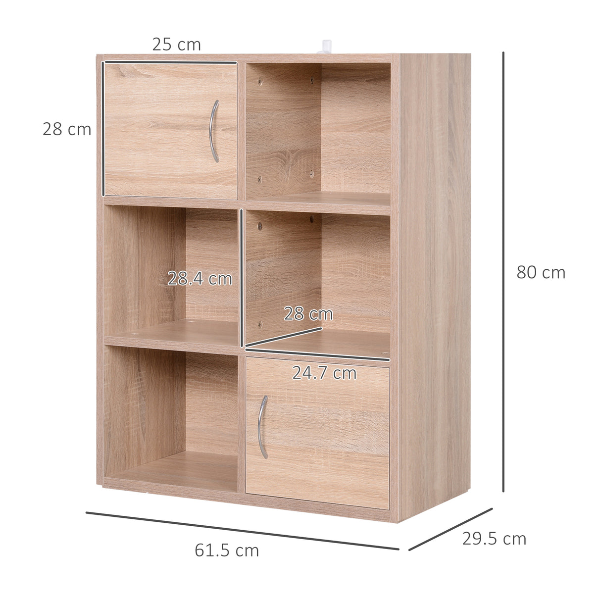 easycomfort easycomfort libreria scaffale in legno mobiletto multiuso con 3 ripiani 4 scompartimenti e 2 ante 61 5x29 5x80cm ean 8054144130712