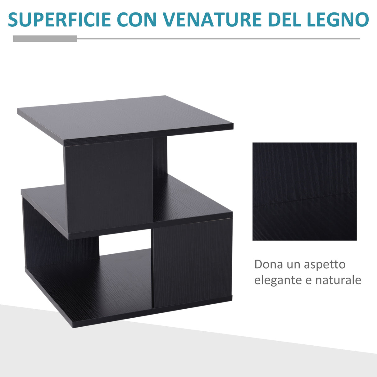 easycomfort easycomfort tavolino da salotto basso a 3 ripiani tavolino da caffe in legno arredamento moderno salvaspazio nero 40x40x43cm