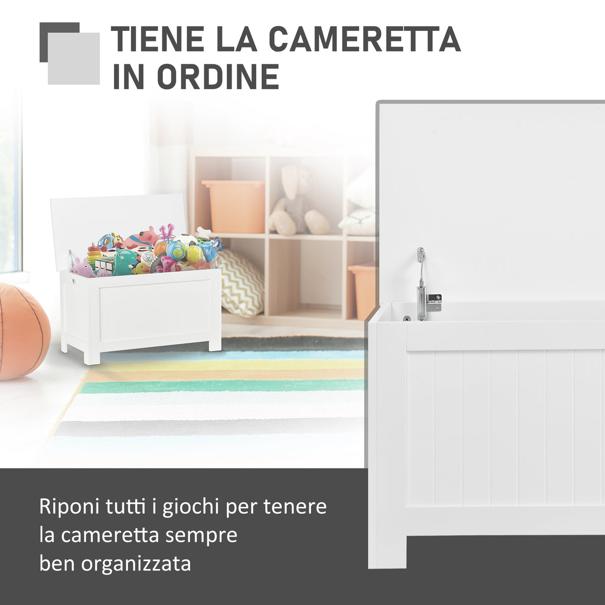 easycomfort easycomfort panca contenitore multiuso in legno mdf apertura con blocco di sicurezza 81x40x46cm bianco