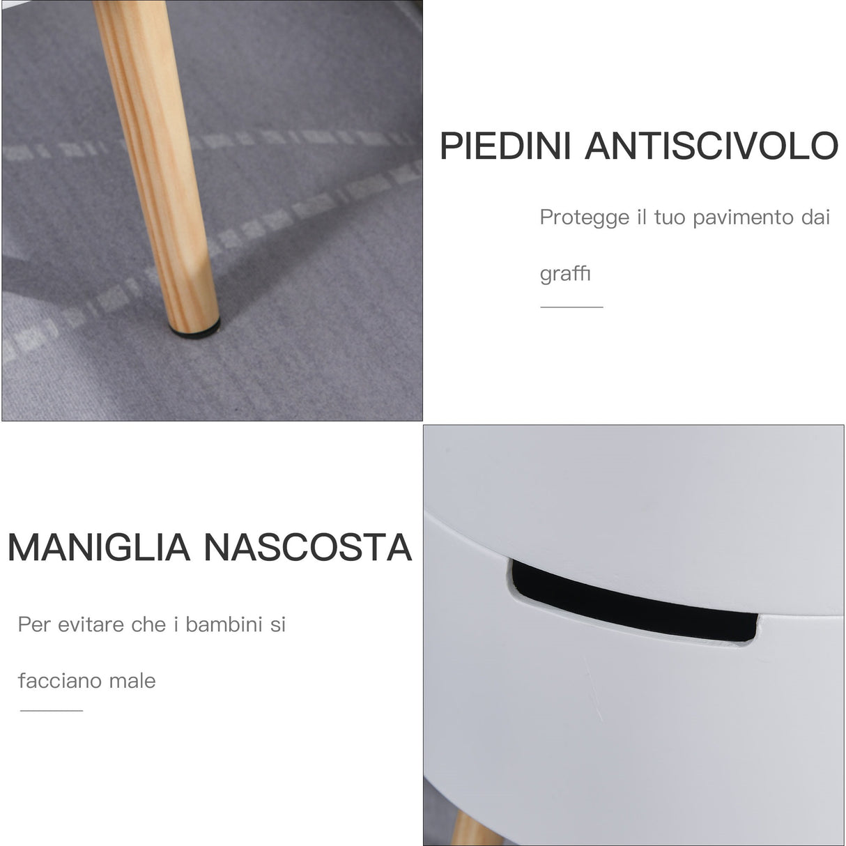 easycomfort easycomfort tavolino da caffe rotondo 3 elementi con apertura a rotazione vassoio rimovibile in legno bianco 38 x 48 3cm ean 8054144134604