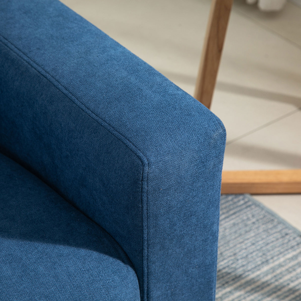 easycomfort easycomfort divano 2 posti moderno e trapuntato in stile nordico in poliestere e legno 145x76x88 cm blu