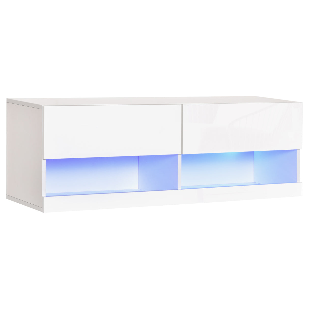 easycomfort easycomfort mobile tv sospeso in legno mobile porta tv moderno con luci led di 20 colori per tv max 42 bianco lucido 120x35x40 5cm