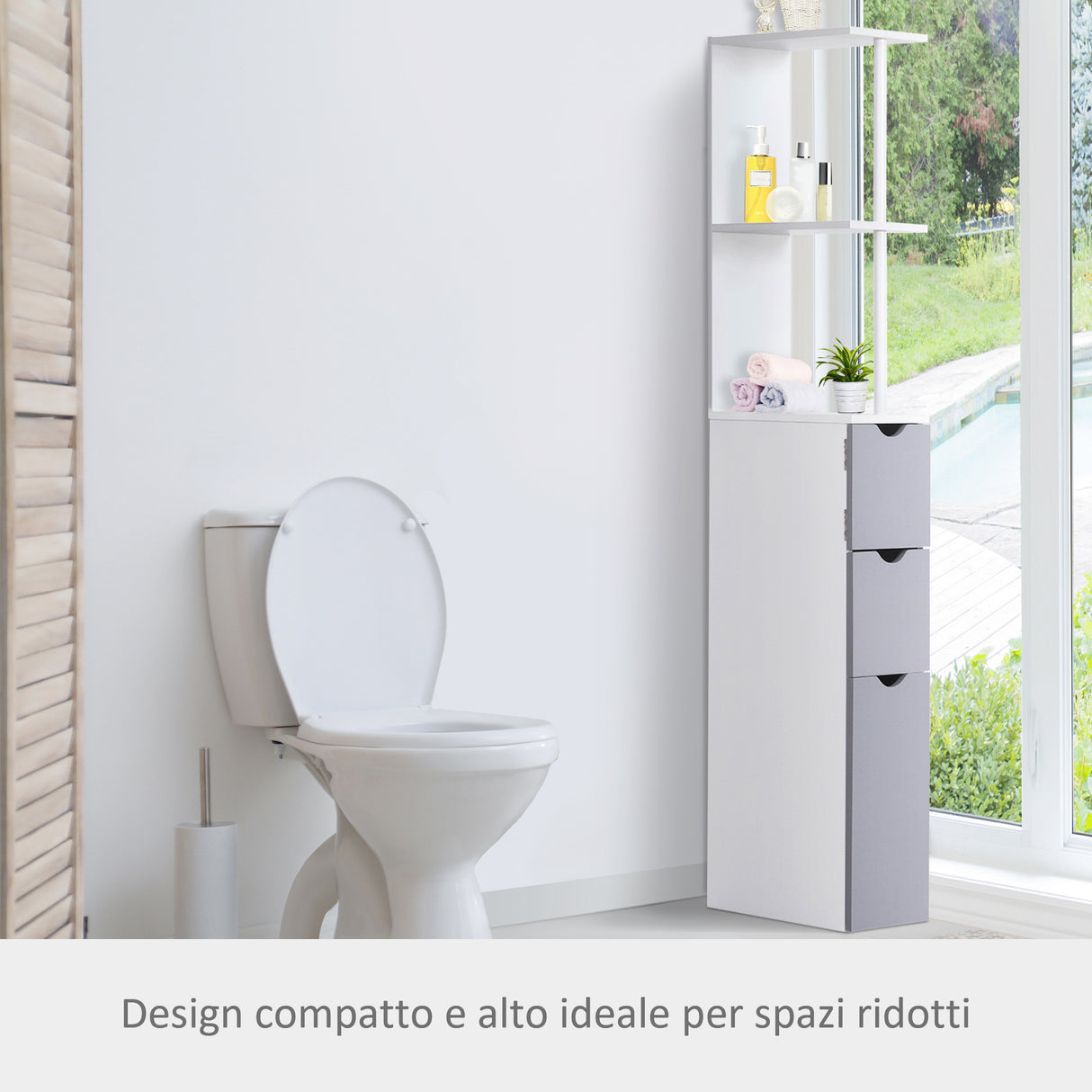 easycomfort easycomfort mobiletto a colonna salvaspazio in legno armadietto da bagno con ripiani e armadietti bianco 15x33x136 5cm ean 8054111841566