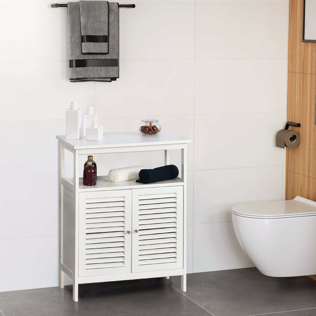 easycomfort easycomfort mobiletto da bagno bianco con 2 ripiani e armadietto in mdf impermeabile e salvaspazio 60 x 30 x 81 6cm ean 8054144130613