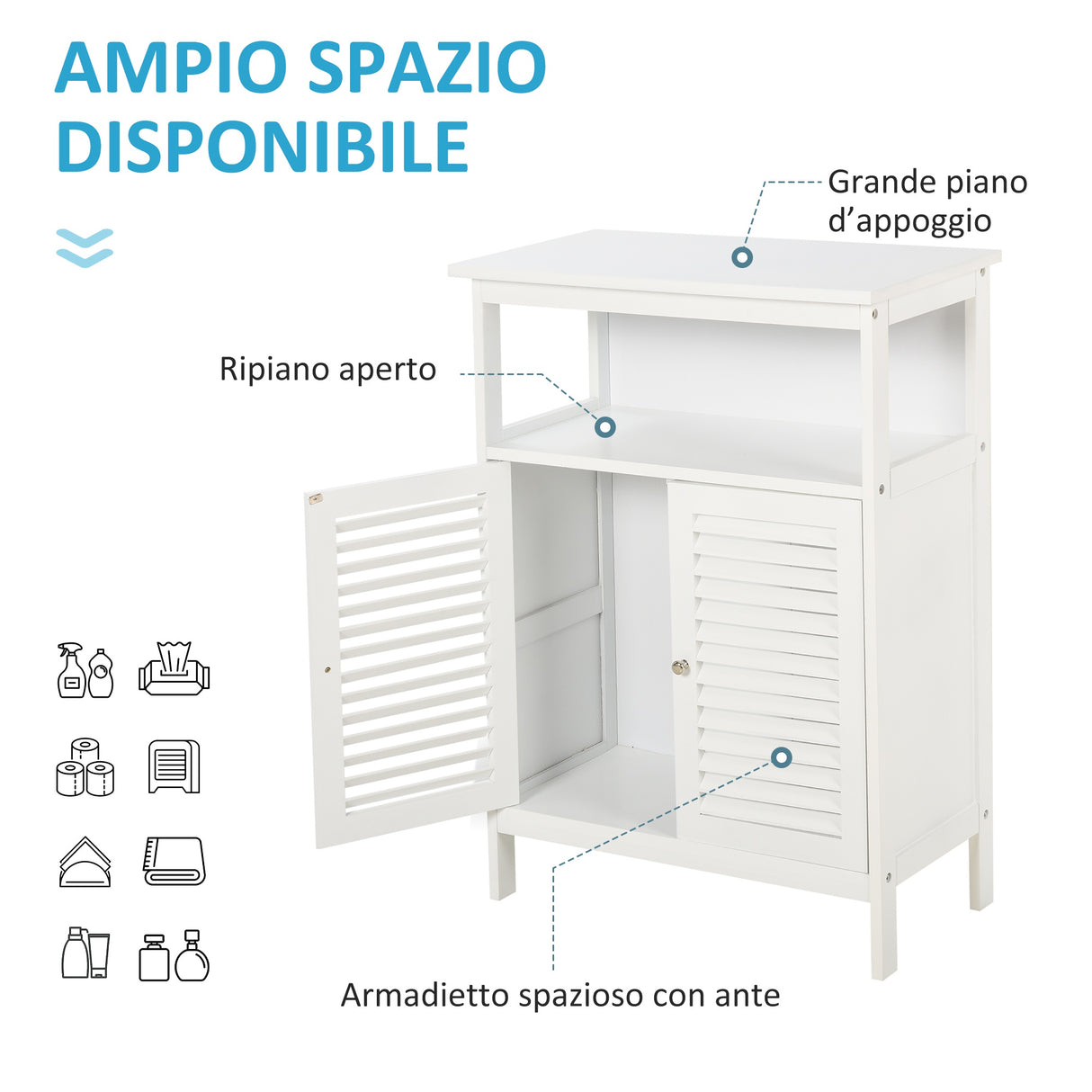 easycomfort easycomfort mobiletto da bagno bianco con 2 ripiani e armadietto in mdf impermeabile e salvaspazio 60 x 30 x 81 6cm ean 8054144130613